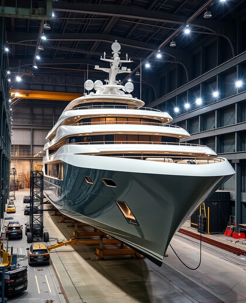 Superyacht under construction at prestigious European shipyard