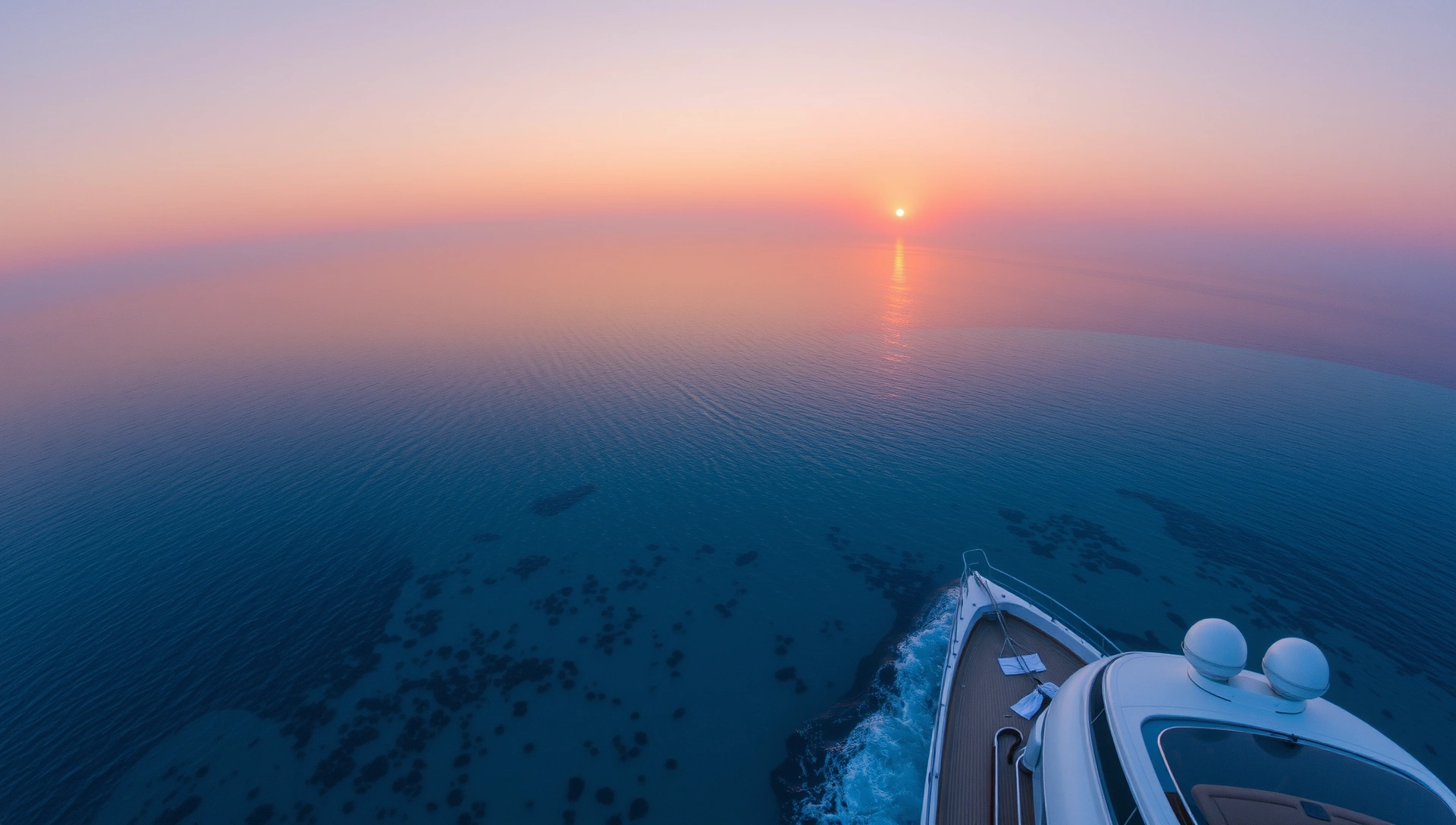 Luxury superyacht cruising through crystal clear Mediterranean waters at golden hour